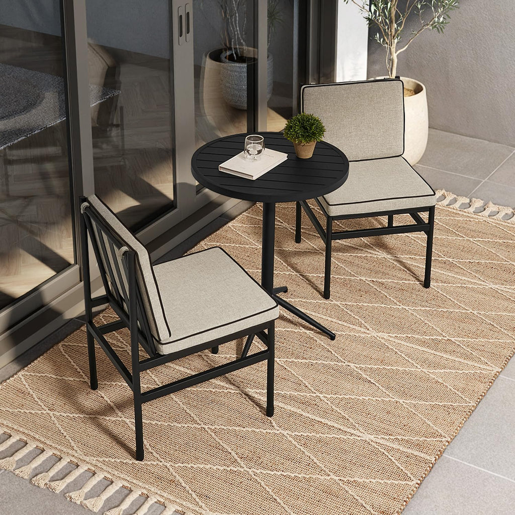 mopio Odelia 3 Piece Bistro Set 2 Dining Chairs, 1 Bistro Table for Living Room, Dining Room, Kitchen, Small Space, Sturdy BIFMA-Certified Rust-Free Metal Fram (Bistro Set of 3)
