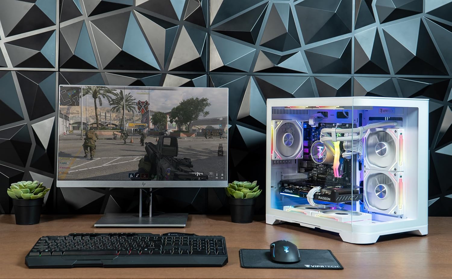 ViprTech Reaper 2.5 Gaming PC - AMD Ryzen 7 8700F (5.0Ghz Liquid Cooled), AMD RX 9060 XT 16GB, 16GB DDR5 RAM, 1TB NVMe SSD, 800W Gold PSU, VR-Ready, WiFi BT, Win 11, Desktop Computer Prebuilt, White