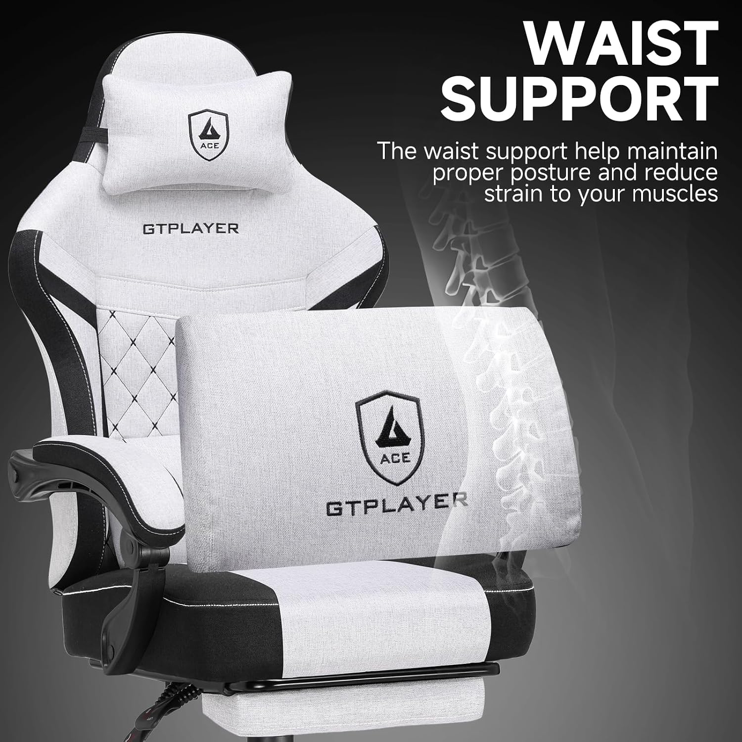 GTPLAYER Gaming Chair, Fabric Computer Office Chair with Pocket Spring Cushion, Ergonomic Office and Gaming, Video Gaming Chair with Linkage Armrests, High Back Desk Chair with Adjustable Recliner