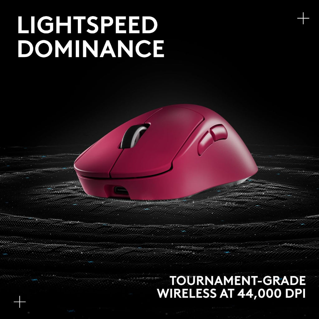 Logitech G PRO X Superlight 2 DEX Wireless Gaming Mouse, 60g pro-Grade Right-Handed Mouse with 5 programmable Buttons, USB-C Charging, 44k DPI Sensor, up to 8 kHz Polling for PC/Mac - Magenta
