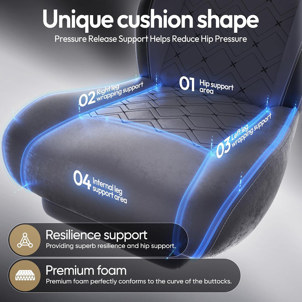 Dowinx Gaming Chair with Heated Massage Lumbar Support,Big and Tall Fabric Gaming Chairs for Adults with Footrest, Ergonomic Computer Game Chair with Poket Spring Cushions, 350lbs, Gray