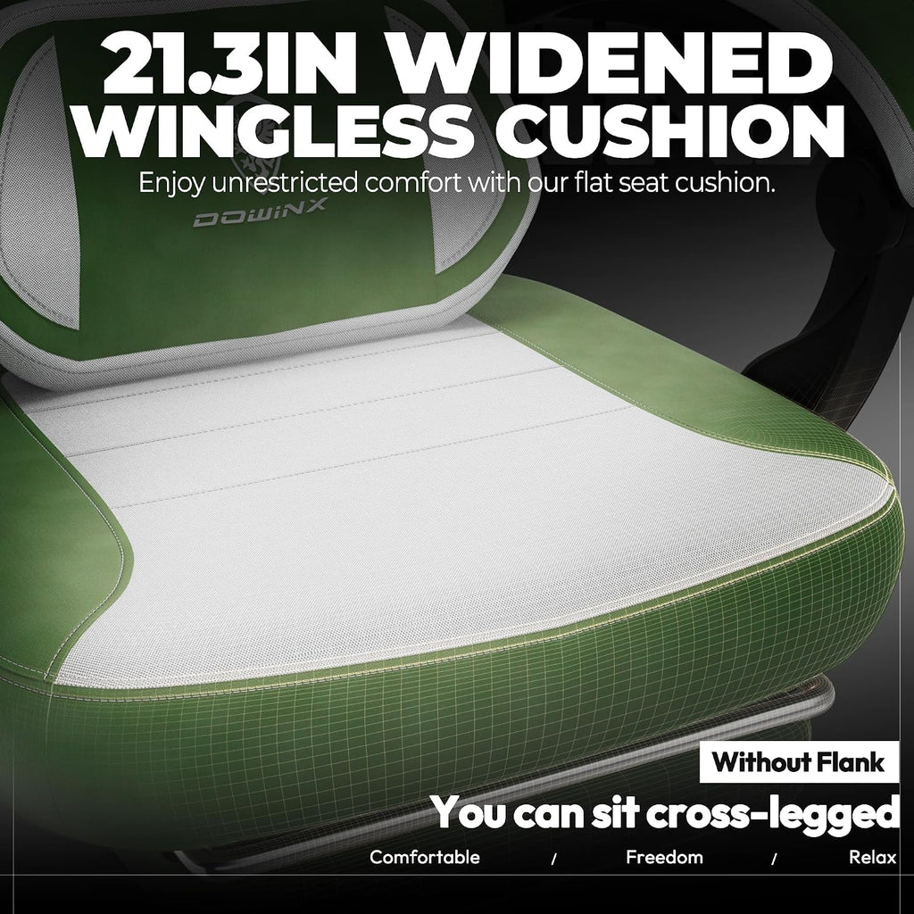Dowinx Fabric Gaming Chair with Footrest,Big and Tall Game Chair for Heavy People, Gamer Chair with Massage Lumbar Support,Ergonomic Computer Gaming Chair for Adults, Fabric Green