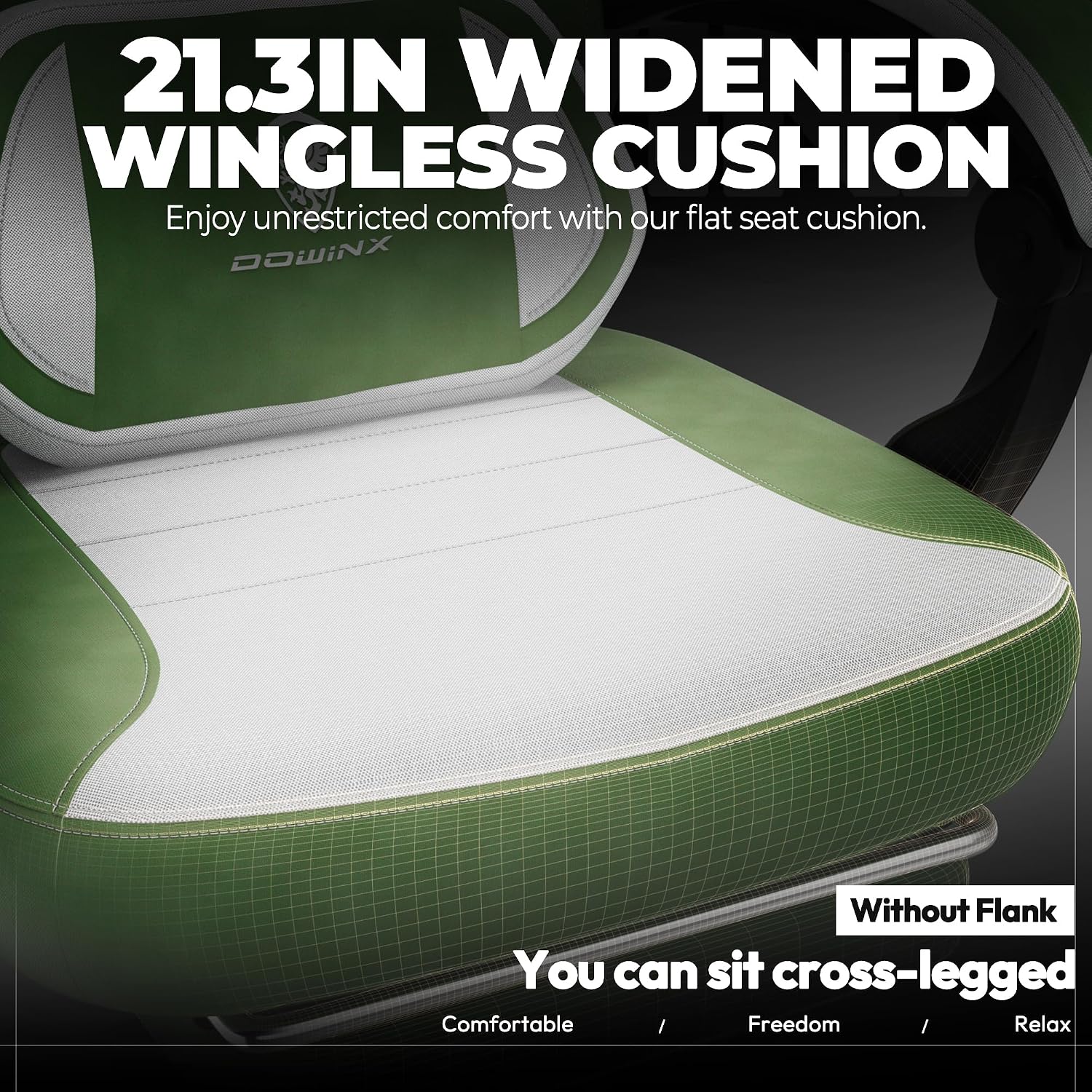 Dowinx Fabric Gaming Chair with Footrest,Big and Tall Game Chair for Heavy People, Gamer Chair with Massage Lumbar Support,Ergonomic Computer Gaming Chair for Adults, Fabric Green