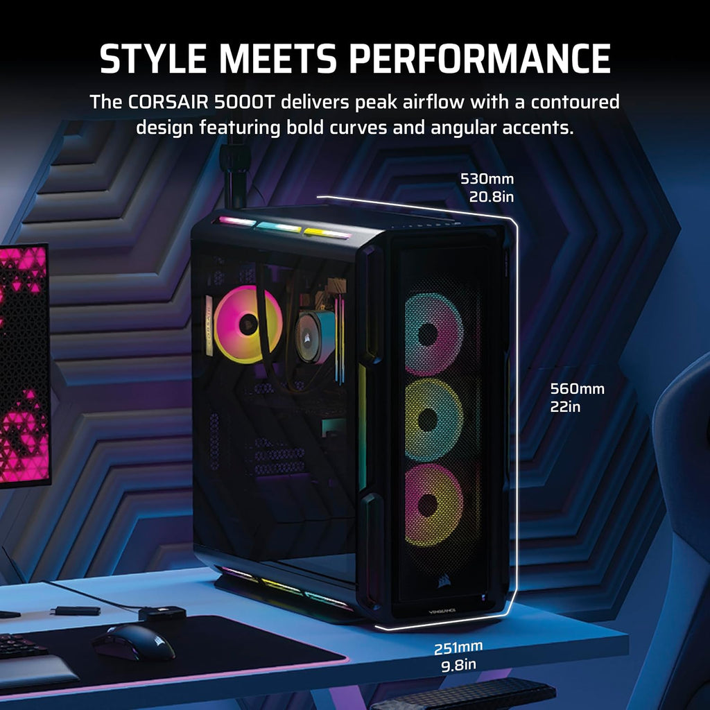 Corsair Vengeance i8300 Gaming PC – Liquid Cooled Intel® Core™ Ultra 9 285K, NVIDIA® GeForce RTX™ 5090 GPU, 64GB Dominator Titanium RGB DDR5 Memory, 2+4TB M.2 SSD – Black