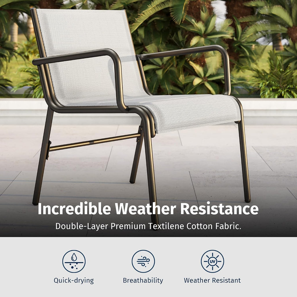 East Oak 4 Seats Outdoor Furniture Set, Waterproof Patio Furniture Set, Patio Loveseat with Coffee Table for Garden or Porch, 4-Piece Patio Conversation Sets for Balcony in Grey