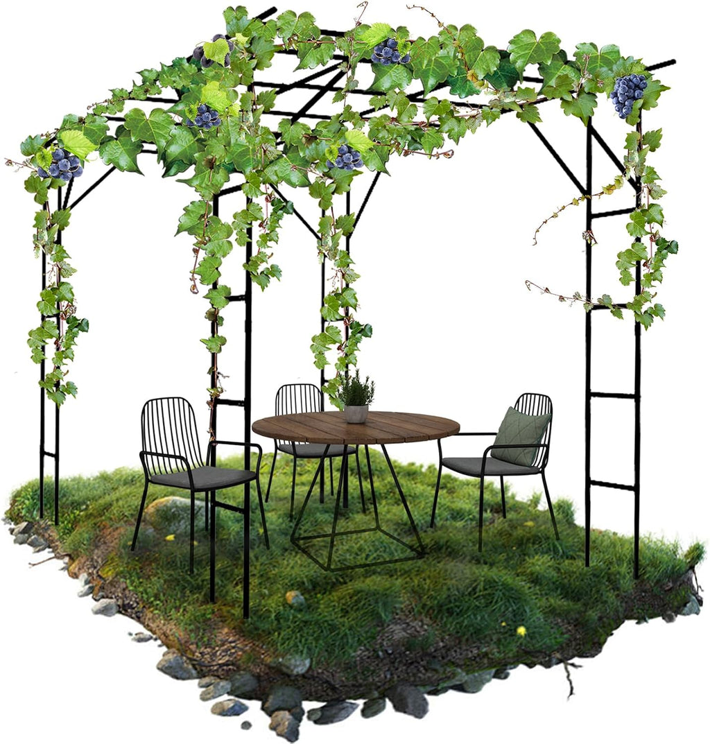 BUKLIYN Grape Trellis - Size: 118 * 78.5 * 90.5 inches - Large Outdoor Garden Arch Trellis, Used for Outdoor Climbing of Plants, Courtyard and Garden Decoration of Pavilions (Black)