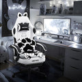 Gaming Chair Cute with Cat Ears Paw Lumbar and Cushion,Ergonomic Computer Chair with Footrest,Reclining PC Game Chair for Girl Computer Chair 300lbs for Adult Black White