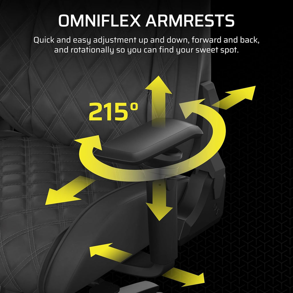 Corsair TC500 Luxe Gaming Chair – Premium Breathable Fabric – Wide Seat – Five-Way Adjustable Armrests – Adjustable Built-in Lumbar Support – 90-135 Degree Recline – Shadow