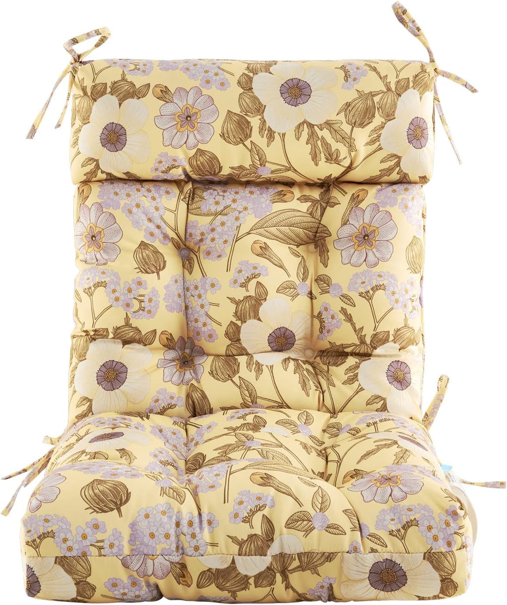 ARTPLAN Outdoor Chair Cushion,Tufted Adirondack Patio Chair Cushion,Wicker High Back Outdoor Seat Cushion,Set of 4,44' L x 21' W x 4' H (4 Pack),Floral