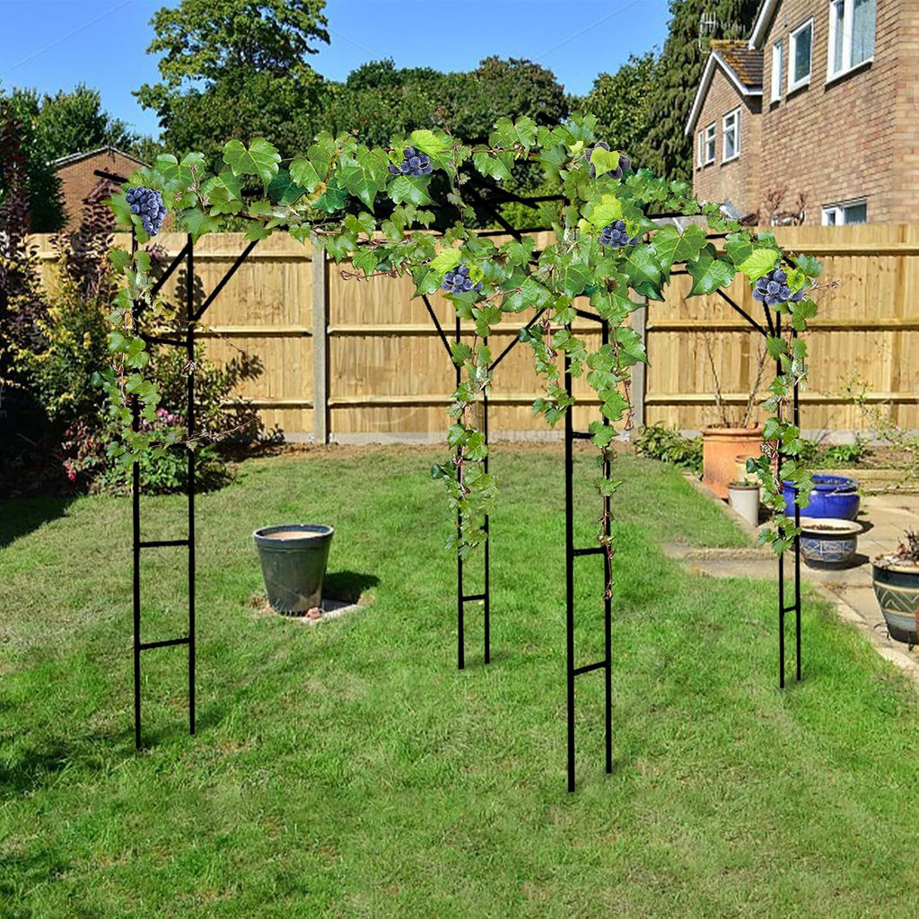 BUKLIYN Grape Trellis - Size: 118 * 78.5 * 90.5 inches - Large Outdoor Garden Arch Trellis, Used for Outdoor Climbing of Plants, Courtyard and Garden Decoration of Pavilions (Black)