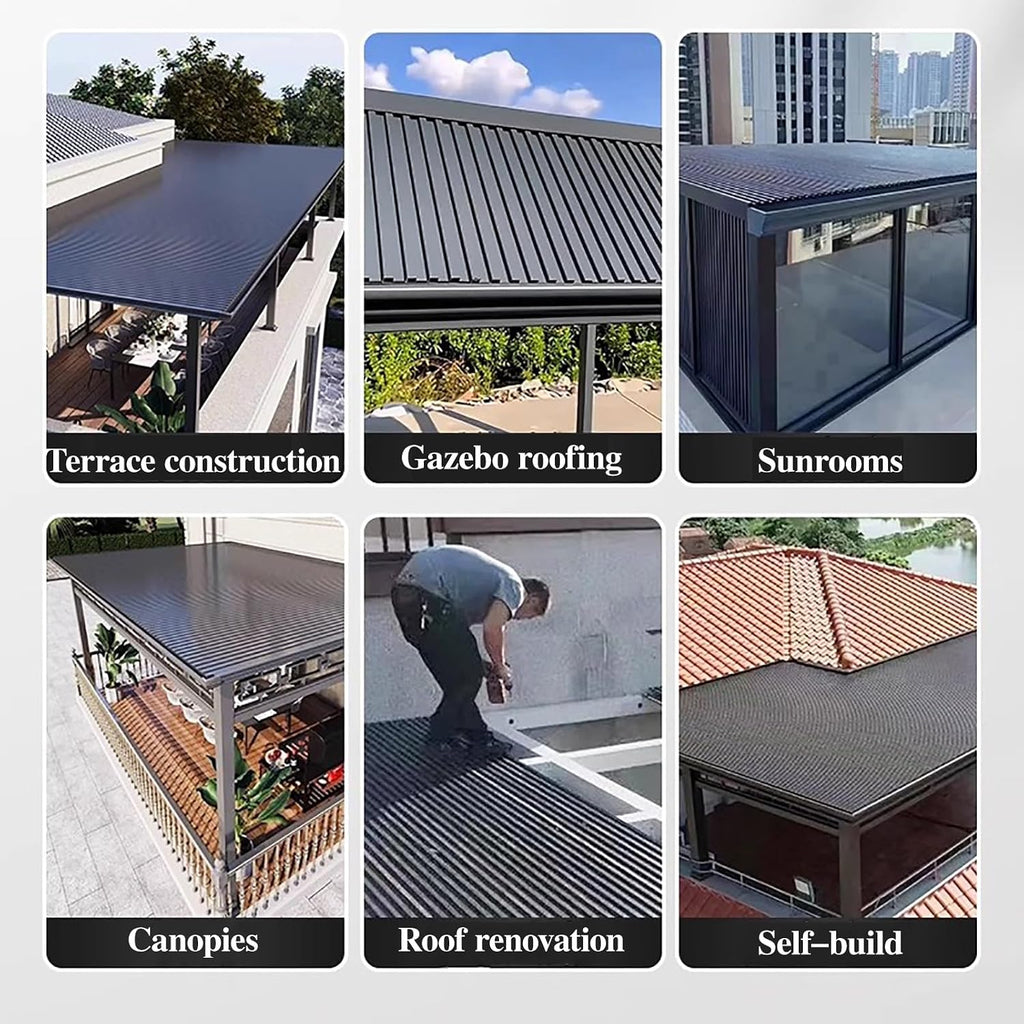 Heavy Duty Ceiling Insulated Panels, Metal Roofing Panels for Chicken Coop Gazebo and Mobile Homes, Corrugated Awning Covers with Polycarbonate Fill(Gray,L 2m(6.5ft))