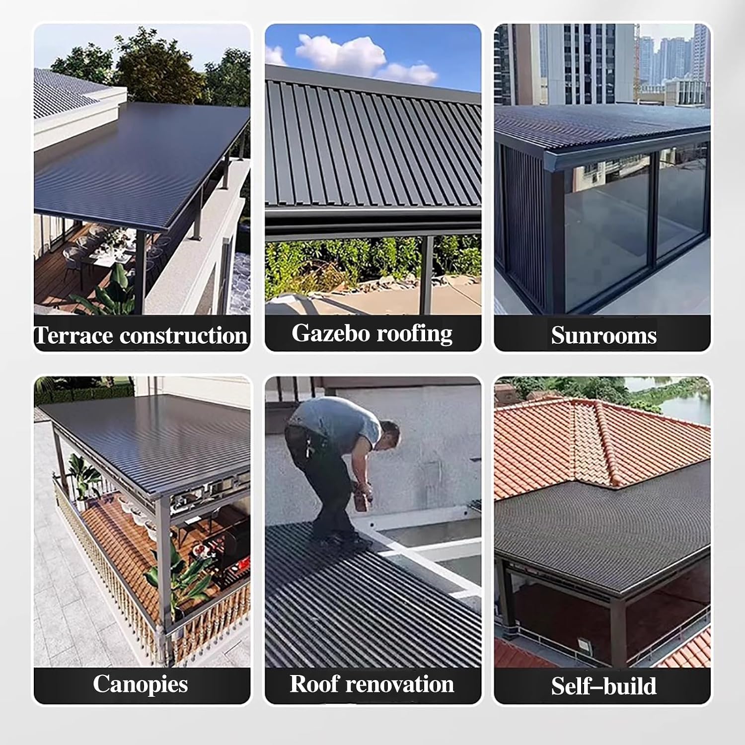 Heavy Duty Ceiling Insulated Panels, Metal Roofing Panels for Chicken Coop Gazebo and Mobile Homes, Corrugated Awning Covers with Polycarbonate Fill(Gray,L 1m(3.2ft))