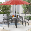 AECOJOY39.4 Outdoor Patio Dining Table and Chairs Set for 4, Square Metal Patio Table with 1.6' Umbrella Hole, All-Weather Resistant Outdoor Furniture Table Set for Patio, Backyard, Garden, Poolside