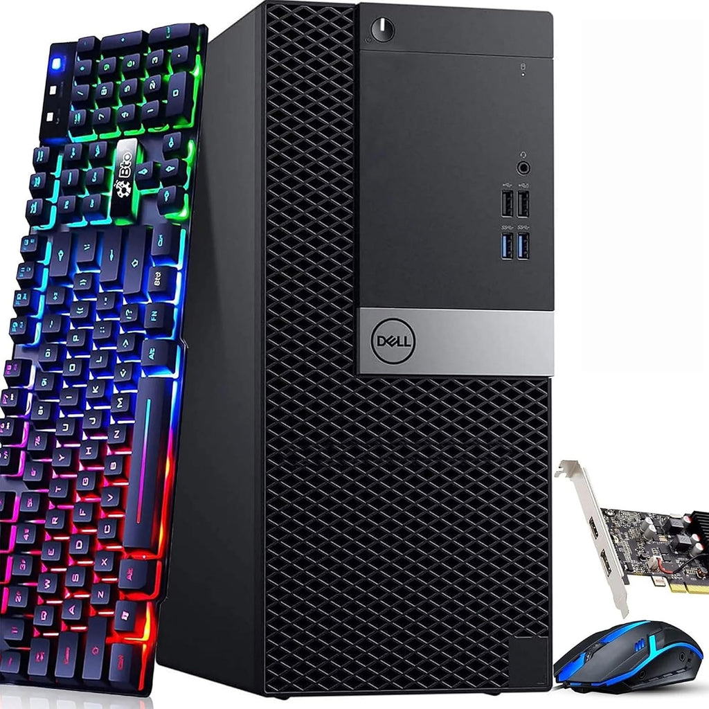 Dell Gaming Tower Desktop PC – Intel Core i7-7700 7th Gen 3.6GHz – 16GB DDR4 RAM – 256GB SSD – GeForce GT 1030 – RGB Keyboard & Mouse – WiFi – Windows 11 Pro – Gaming Computer (Renewed)