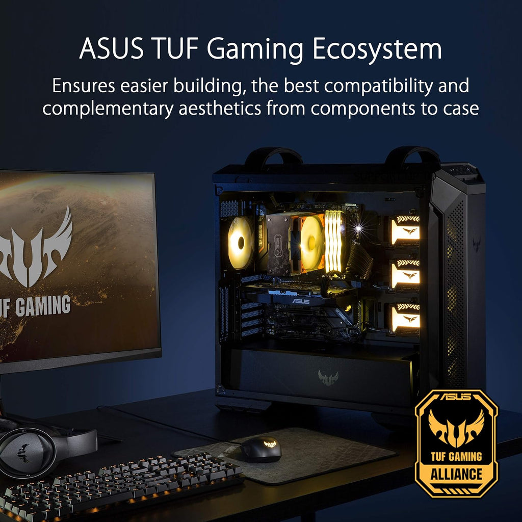 ASUS TUF Gaming GT501 Mid-Tower Gaming Case, EATX Support, Pre-Installed 4 Case Fans, USB 3.0 Front Panel, Smoked Tempered Glass, Steel Construction