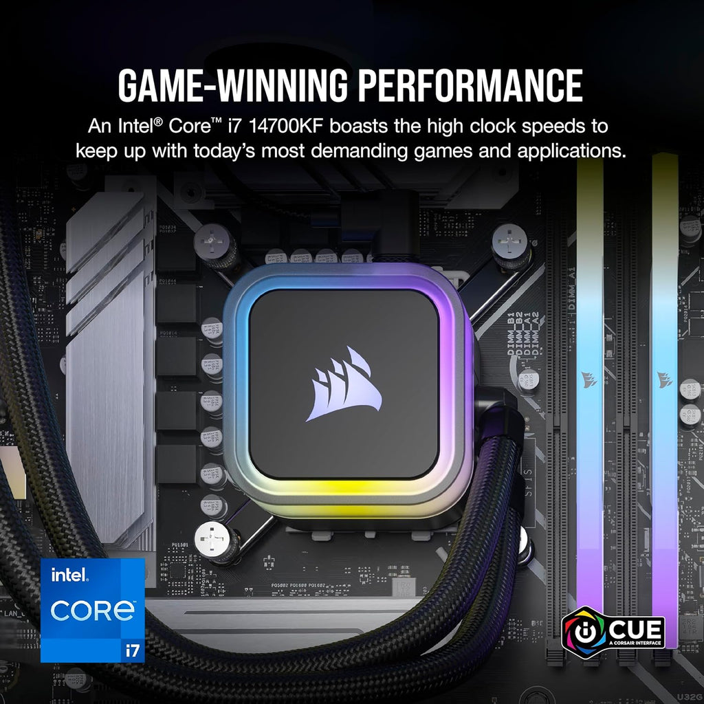 Corsair Vengeance i7500 Series Gaming PC | Liquid Cooled Intel Core i7 14700KF CPU, NVIDIA GeForce RTX 4070 Ti Super GPU, 32GB Vengeance RGB DDR5 Memory, 1TB M.2 SSD