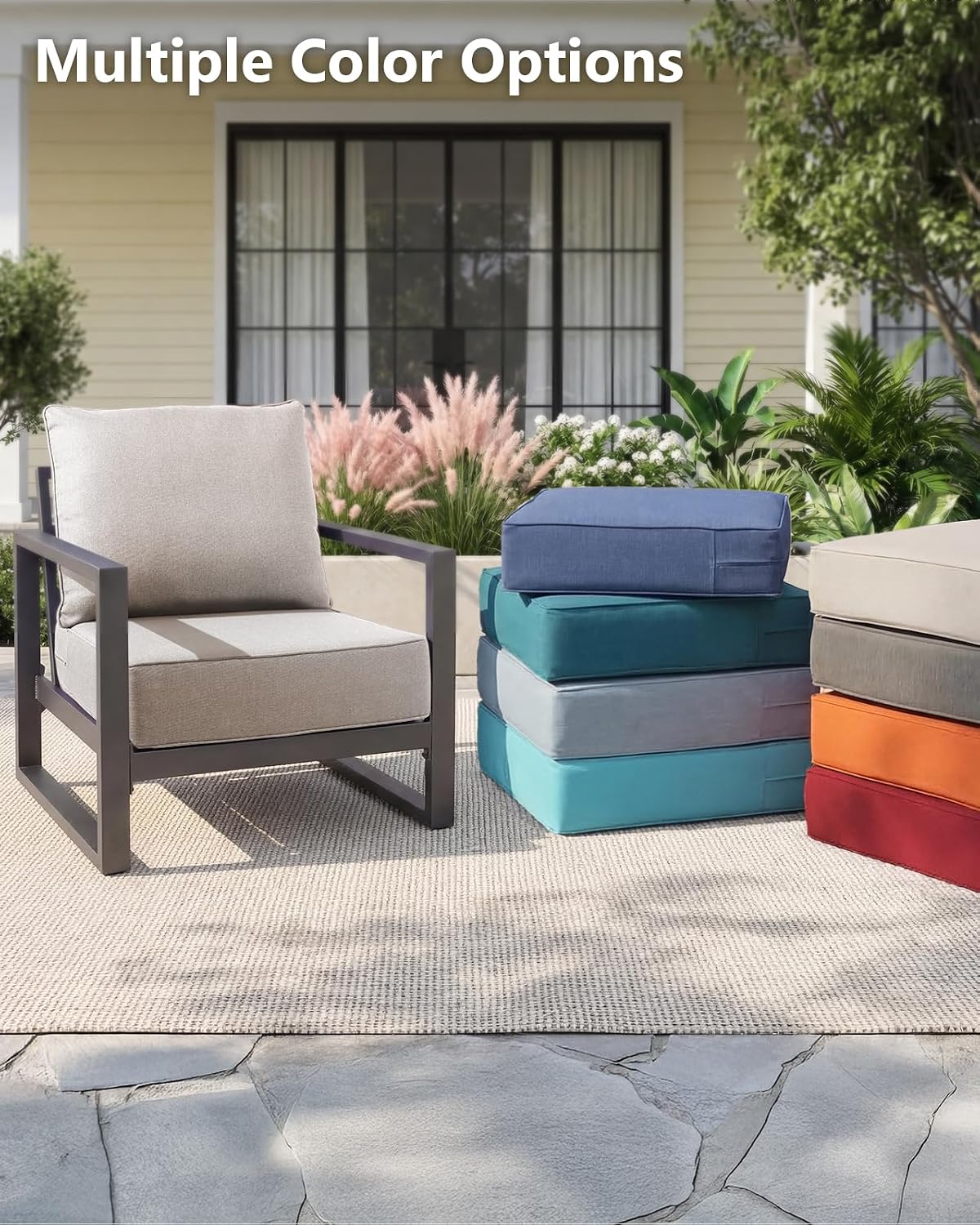 Outdoor Cushion Set for Furniture patio furniture,UV Resistant,Waterproof outdoor cushion set - 6 Inch thick foam garden cushions– 24x24 Inch Patio Seat Covers for Chair/Sofa/Couch | Beige | 1-pack |
