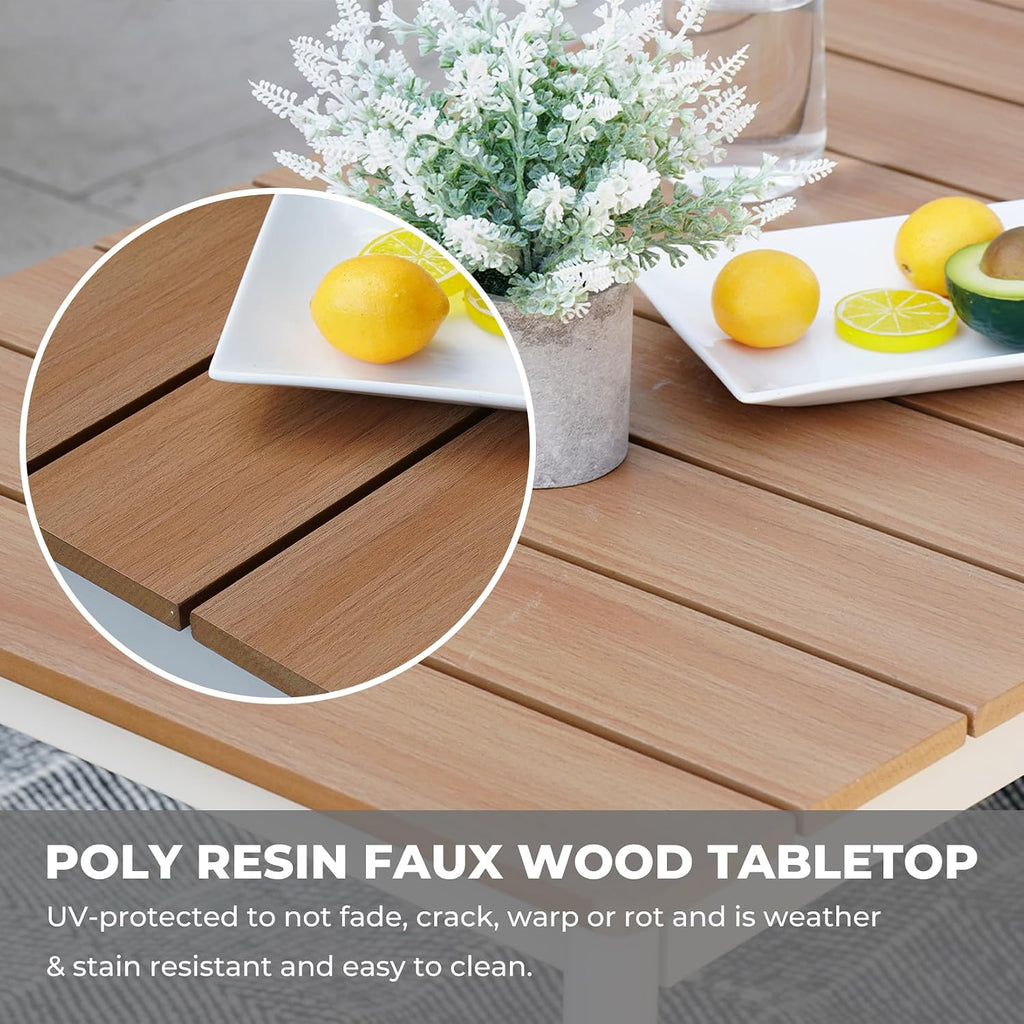 Grand patio 4-Piece Oversized Aluminum Patio Furniture Set, Extra Wide Wicker Sofa Set with E-Coated Faux Wood Grain Coffee Table and Water-Resistant Olefin Cushions