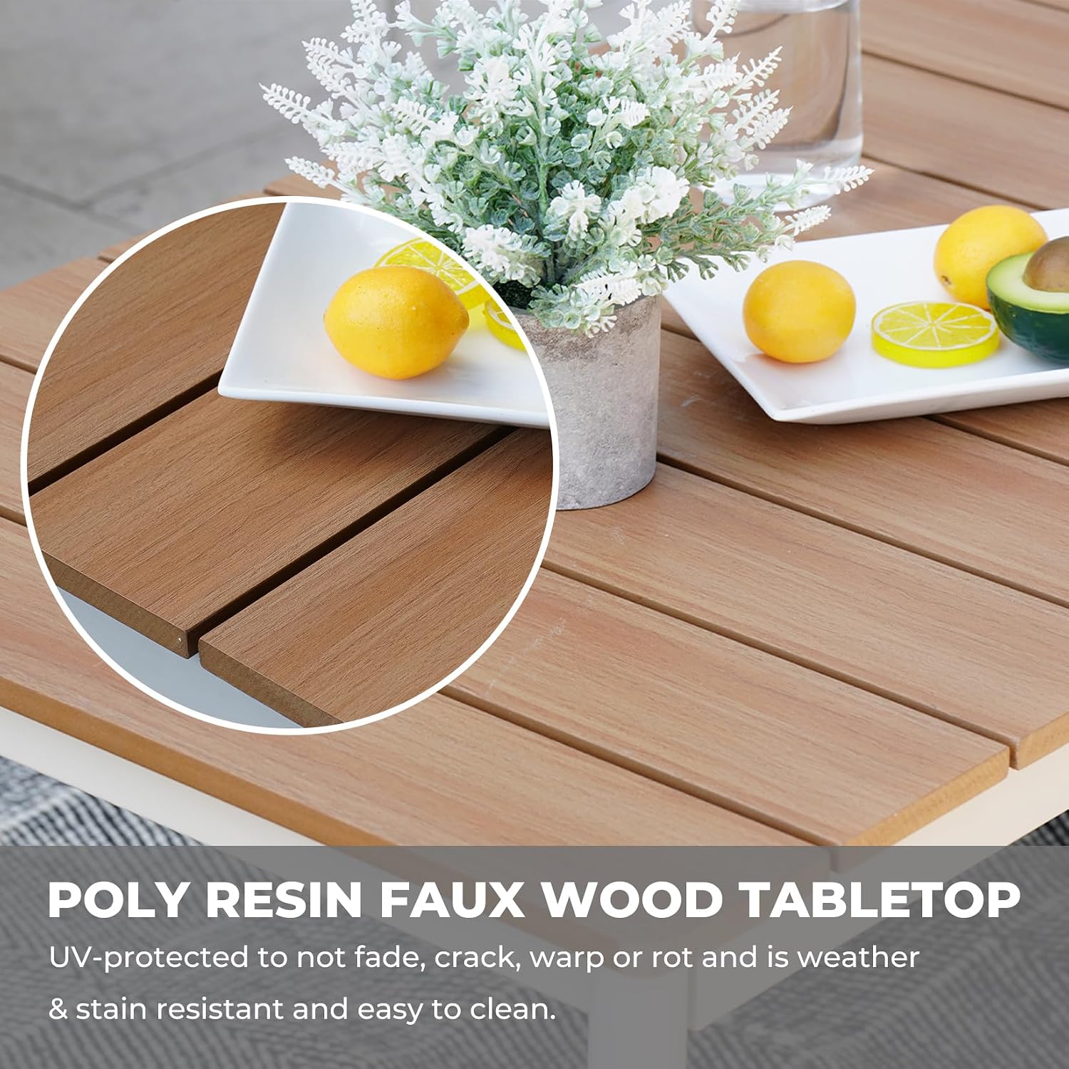 Grand patio 4-Piece Oversized Aluminum Patio Furniture Set, Extra Wide Wicker Sofa Set with E-Coated Faux Wood Grain Coffee Table and Water-Resistant Olefin Cushions