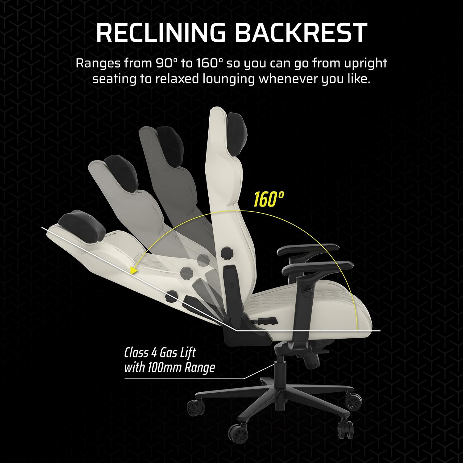 Corsair TC500 Luxe Gaming Chair – Premium Breathable Fabric – Wide Seat – Five-Way Adjustable Armrests – Adjustable Built-in Lumbar Support – 90-135 Degree Recline – Frost
