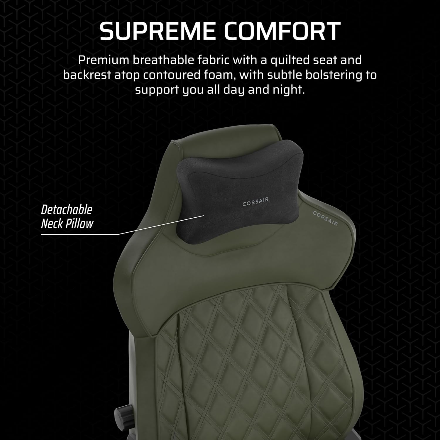 Corsair TC500 Luxe Gaming Chair – Premium Breathable Fabric – Wide Seat – Five-Way Adjustable Armrests – Adjustable Built-in Lumbar Support – 90-135 Degree Recline – Sherwood