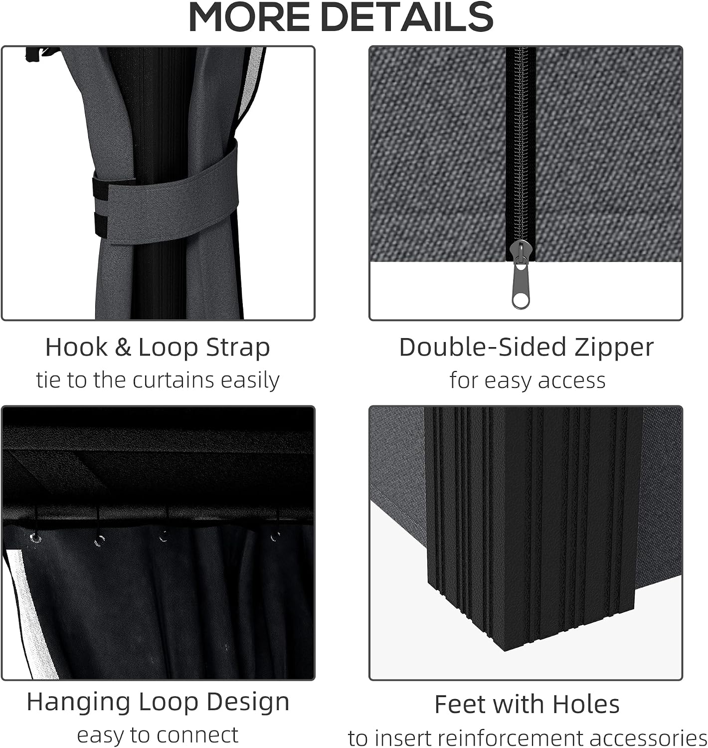 Outsunny 10' x 12' Hardtop Gazebo with Curtains and Netting, Permanent Pavilion Metal Double Roof Gazebo Canopy with Aluminum Frame and Hooks, for Garden, Patio, Backyard, Dark Gray