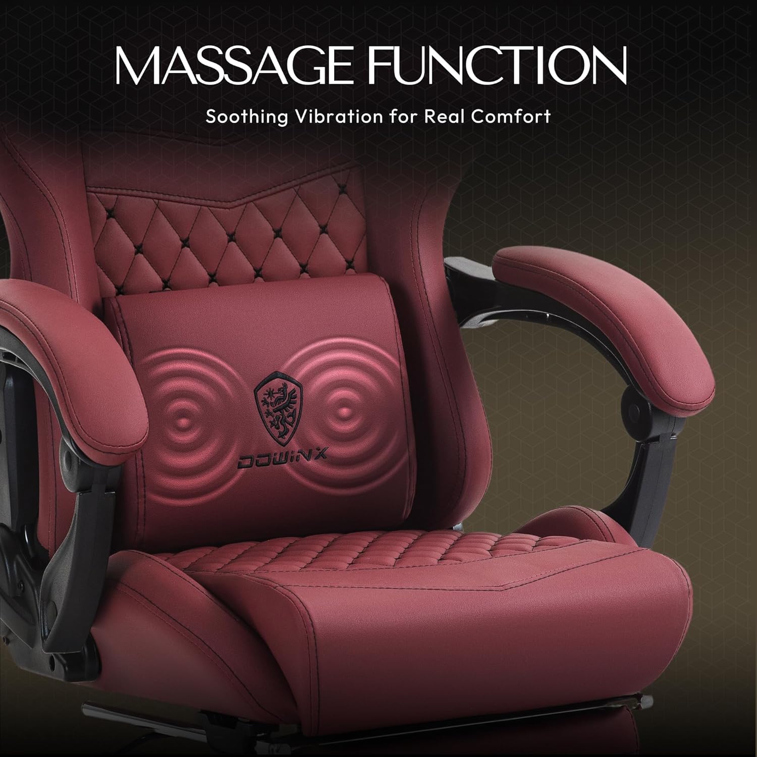 Dowinx Big & Tall Vintage Gaming Chair for Adults, 400 lb Capacity Heavy Duty Ergonomic Computer Chair with Massage Lumbar, Footrest & Easy Side Recline, Red