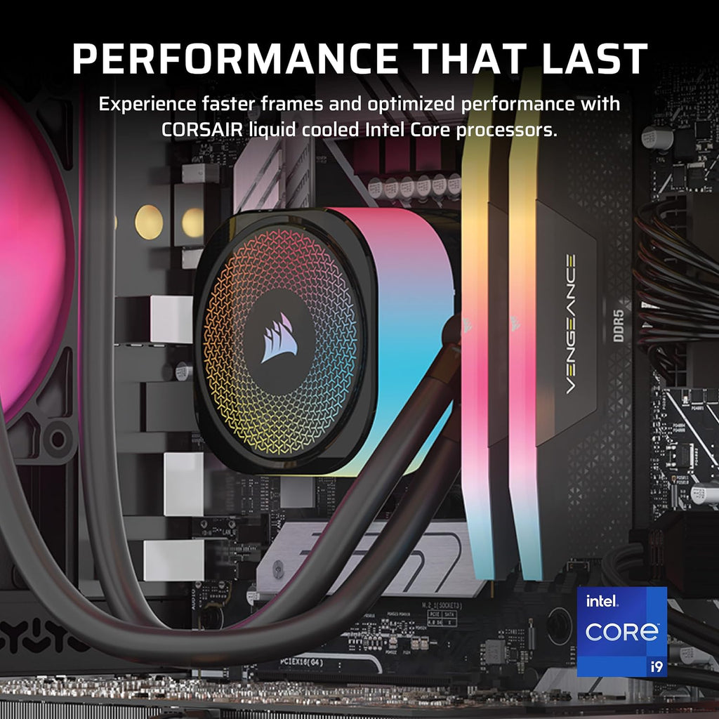 Corsair Vengeance i7500 Gaming PC – Liquid Cooled Intel Core i9-14900KF CPU – NVIDIA GeForce RTX 5080 GPU – 32GB Vengeance RGB DDR5 Memory – 2TB M.2 SSD – Black