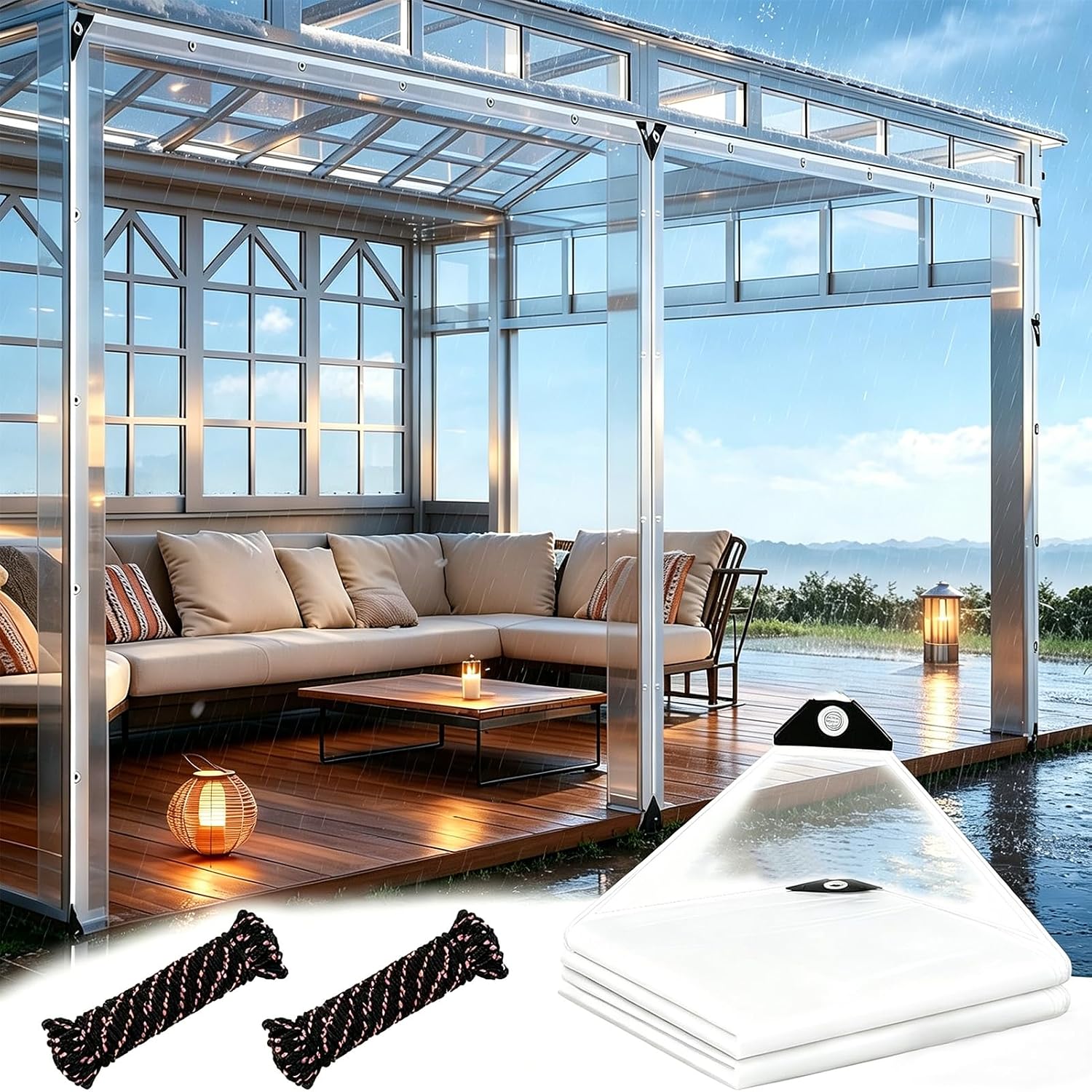 Clear Tarps 10x20 Foot Vinyl Tarp with Grommets Outdoor Curtains Heavy Duty Dustproof Windproof Tarpaulin for Greenhouse Patio Garden Pavilion Chicken Porch Outdoor