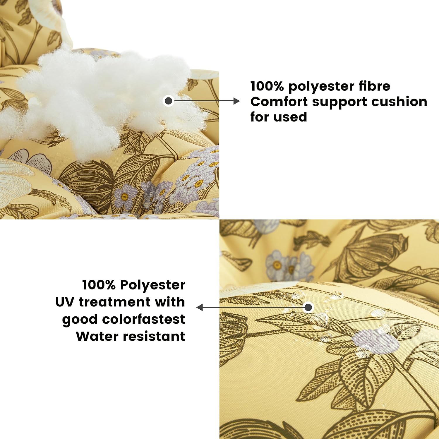 ARTPLAN Outdoor Chair Cushion,Tufted Adirondack Patio Chair Cushion,Wicker High Back Outdoor Seat Cushion,Set of 4,44' L x 21' W x 4' H (4 Pack),Floral
