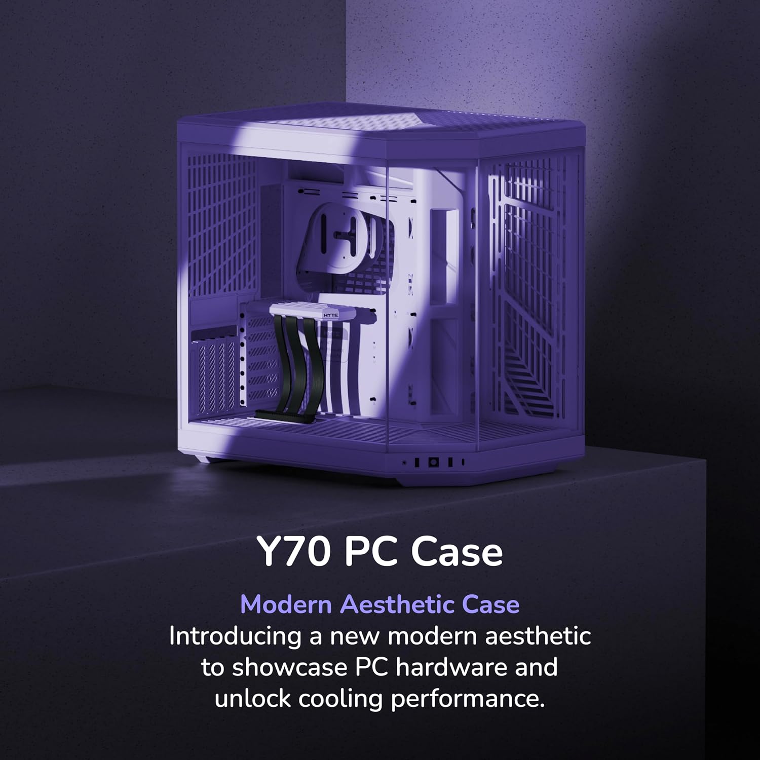 Hyte Y70 Mid-Tower ATX Gaming PC Desktop Case - Panoramic Tempered Glass - Dual Chamber - High Airflow Chassis - PCIE 4.0 Riser Cable Included - New Modern Aesthetic - Taro Milk (Purple)