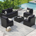 Aoxun Patio Furniture Set, 6 Pcs Outdoor Patio Furniture Sets with 4in Thicken Cushion, Widen Armrests Wicker Outdoor Sectional for Backyard & Garden, Black
