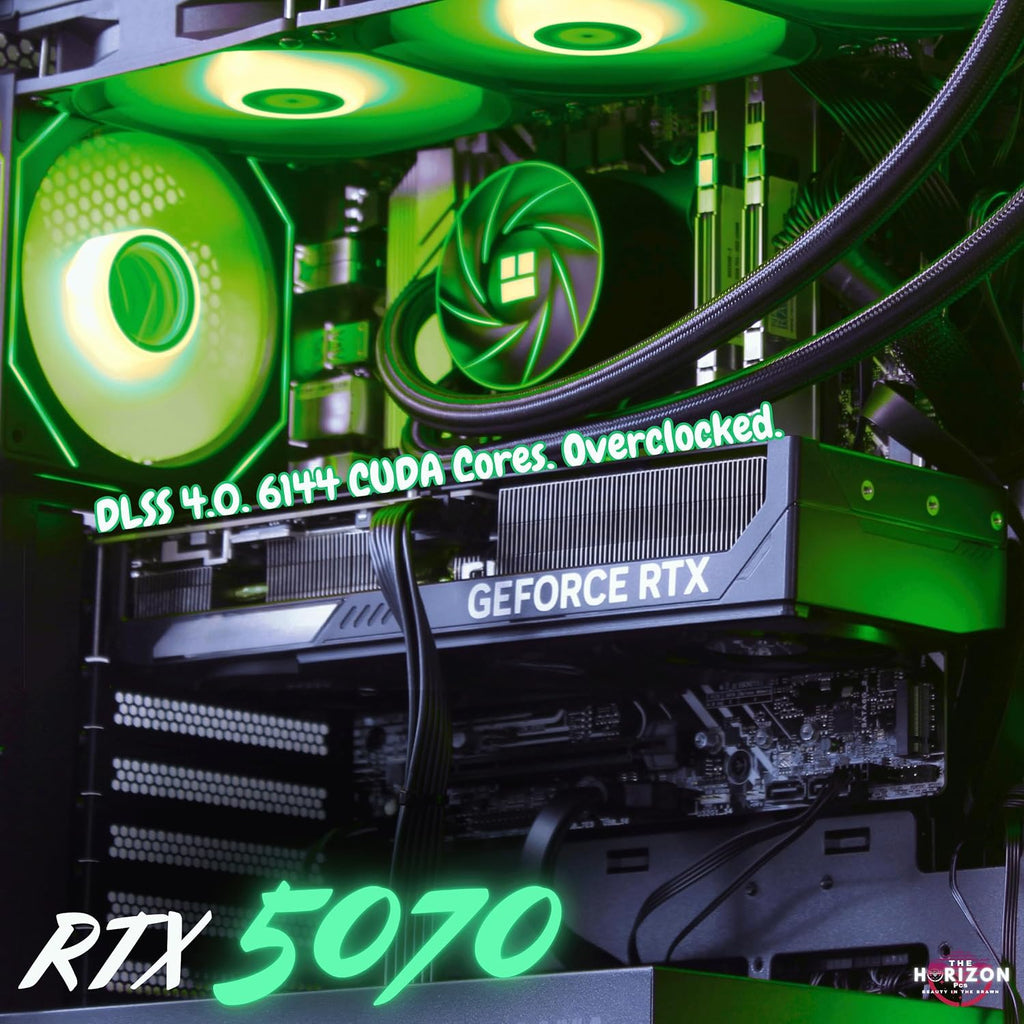 The Horizon RGB I9 RTX Gaming PC || Core I9 CPU || 32GB RAM || 2TB Storage || RTX 5070 OC || 360MM AIO || 1.2GB/s WiFi, 2.4GB/s Ethernet, VR and Gaming Ready || Windows 11 Pro