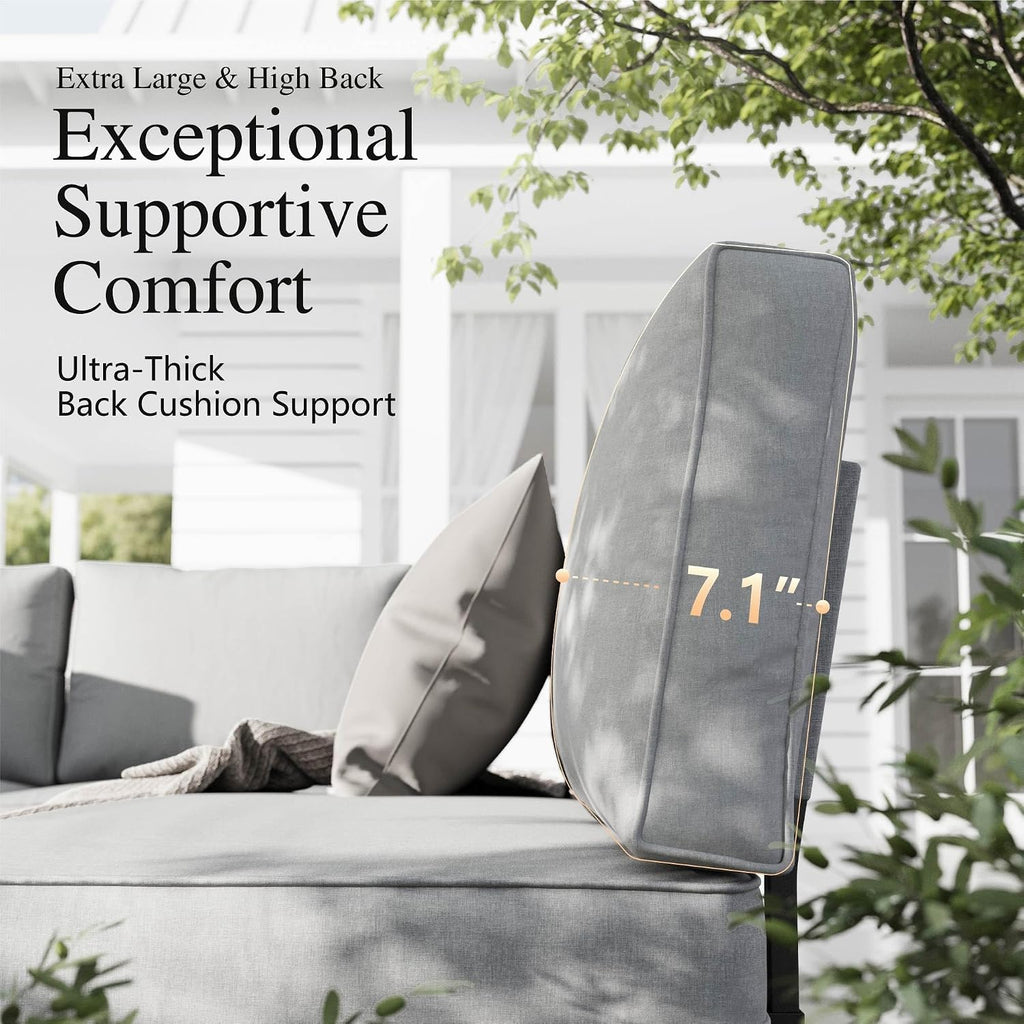 Sophia & William 5 Pieces Outdoor Patio Furniture Set, Metal Sectional Sofa Set Patio Conversation Set with Cushions-2 x Single Sofa with Side Table, 2 x Loveseat, 1 x Tea Table