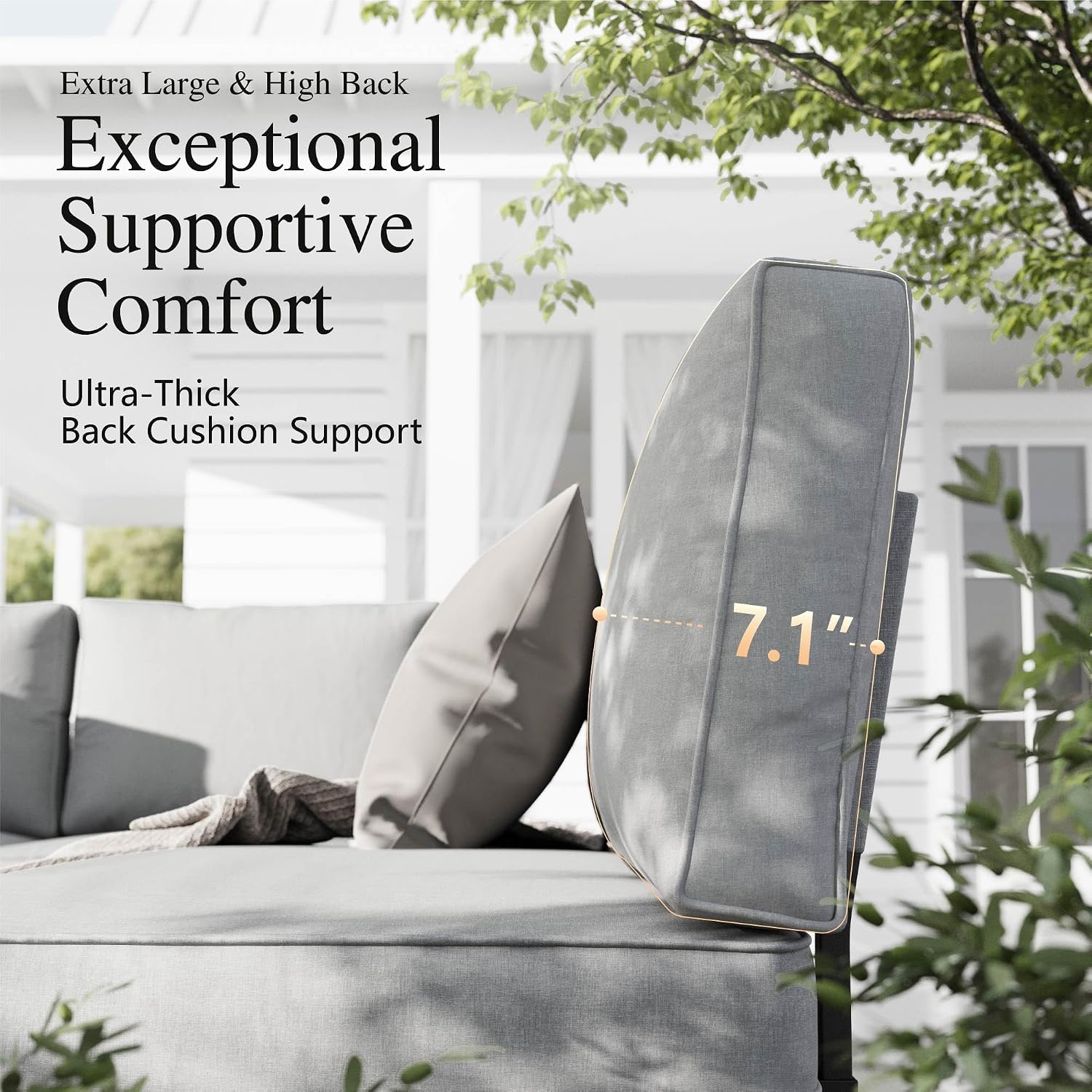 Sophia & William 5 Pieces Outdoor Patio Furniture Set, Metal Sectional Sofa Set Patio Conversation Set with Cushions-2 x Single Sofa with Side Table, 2 x Loveseat, 1 x Tea Table