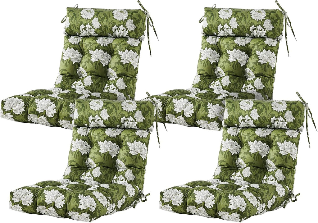 ARTPLAN Outdoor Chair Cushion,Tufted Adirondack Patio Chair Cushion,Wicker High Back Outdoor Seat Cushion,Set of 4,44' L x 21' W x 4' H (4 Pack),Floral