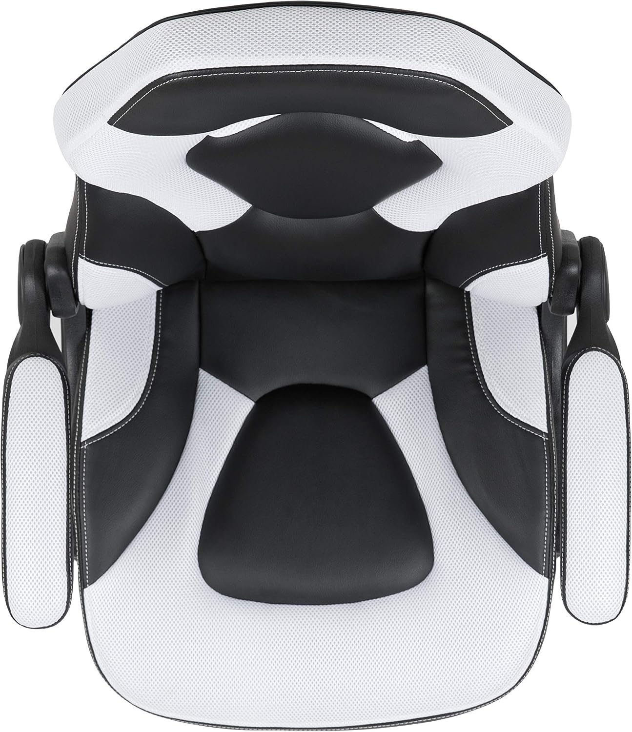 Flash Furniture X10 High-Back LeatherSoft Racing Style Gaming Chair with Flip-Up Arms, Ergonomic Padded Swivel Computer Chair, White/Black