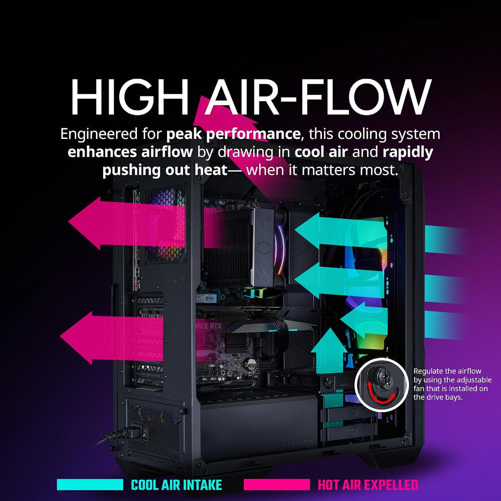 Cooler Master HAF 5 Pro Gaming PC – AMD RYZEN 7 7800X3D, NVIDIA GeForce RTX 5070 12GB, 32GB DDR5 6000MHz, 2TB Gen4 M.2, Windows 11, V Platinum 1100 V2 PSU, Hyper 212 Halo, ATX Desktop PC