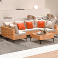 7 Piece Outdoor Patio Furniture Set Modular Outdoor Furniture Set Wicker Outdoor Sectional Sofa with Table Patio Set for Balcony Porch Deck Yard (Salmon&Orange Wicker, Sand Cushion)