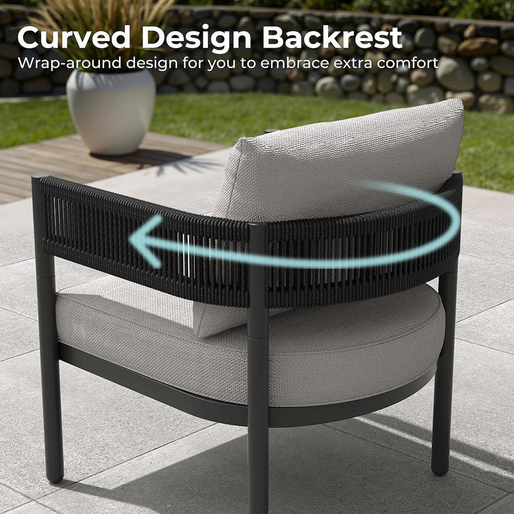 Grand patio 4-Piece Outdoor Conversation Set with 2 Single Chairs and 2 Patio Coffee Tables, Wicker Furniture Set