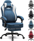 GTPLAYER Big and Tall Gaming Chair Breathable Fabric Computer Chair with Strong Lumbar Support, Comfortable Office Chairs with Pocket Spring Cushion, High Back Ergonomic Desk Chairs with Footrest