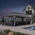 PURPLE LEAF Hardtop Gazebo 14' x 28' Gazebo with Galvanized Steel Double Roof and Aluminum Frames All Weather Wind Resistance Heavy Duty Large Pavilion Gazebos for Patio Deck Garden, Light Grey