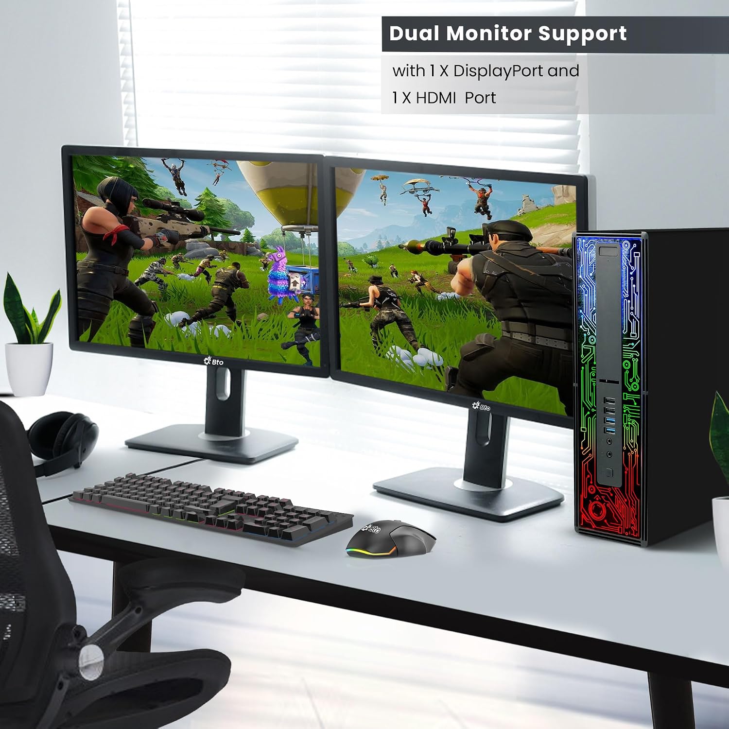 BTO HP G2 RGB Gaming Desktop PC – Intel i5 6th Gen Processor – 16GB Ram – 1TB SSD – NVIDIA GeForce GTX 1050 Ti DDR5 – 24-inch Monitor – Wi-Fi – Windows 11 Pro – Computer Tower for PC Gamer (Renewed)