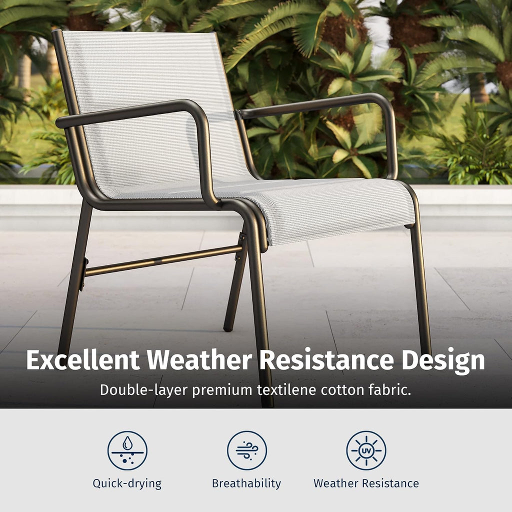 East Oak 4 Seats Outdoor Furniture Set, Waterproof Patio Furniture Set, Patio Loveseat with Coffee Table for Porch or Garden, 4-Piece Patio Conversation Sets for Balcony, Upgrade Grey