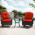 Allewie Patio Furniture Set, 3 Piece Wicker Patio Bistro Set Swivel Rocking Chairs Set of 2 with Coffee Table Outdoor Rattan Conversation Chairs for Porch Backyard Poolside, Red