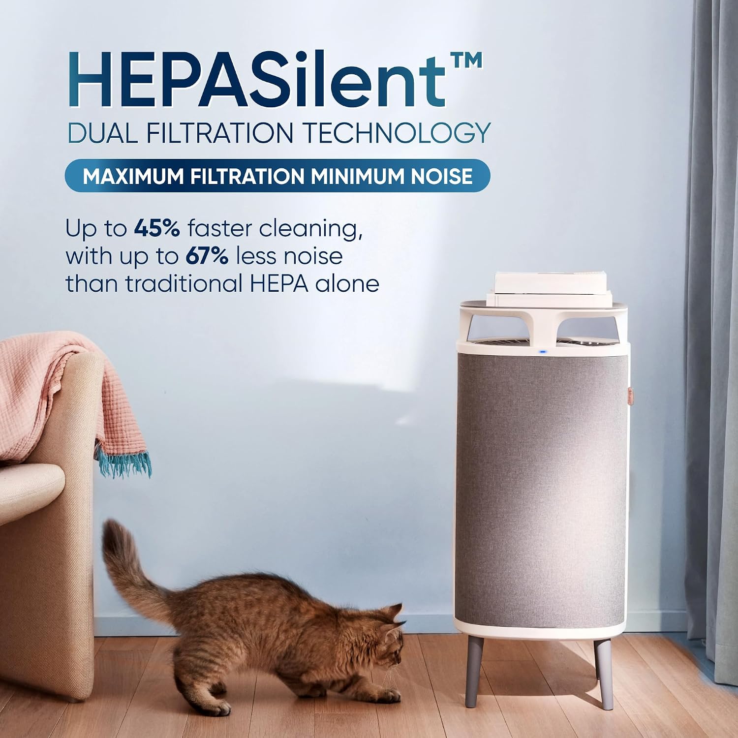 BLUEAIR Air Purifier Medium Room, Cleans up to 1,713 Sq ft Air Cleaner for Dust Pet Dander Smoke Pollen Allergen Odor Removal Home Bedroom Living Room, Alexa, Auto, HEPASilent, DustMagnet 5440i