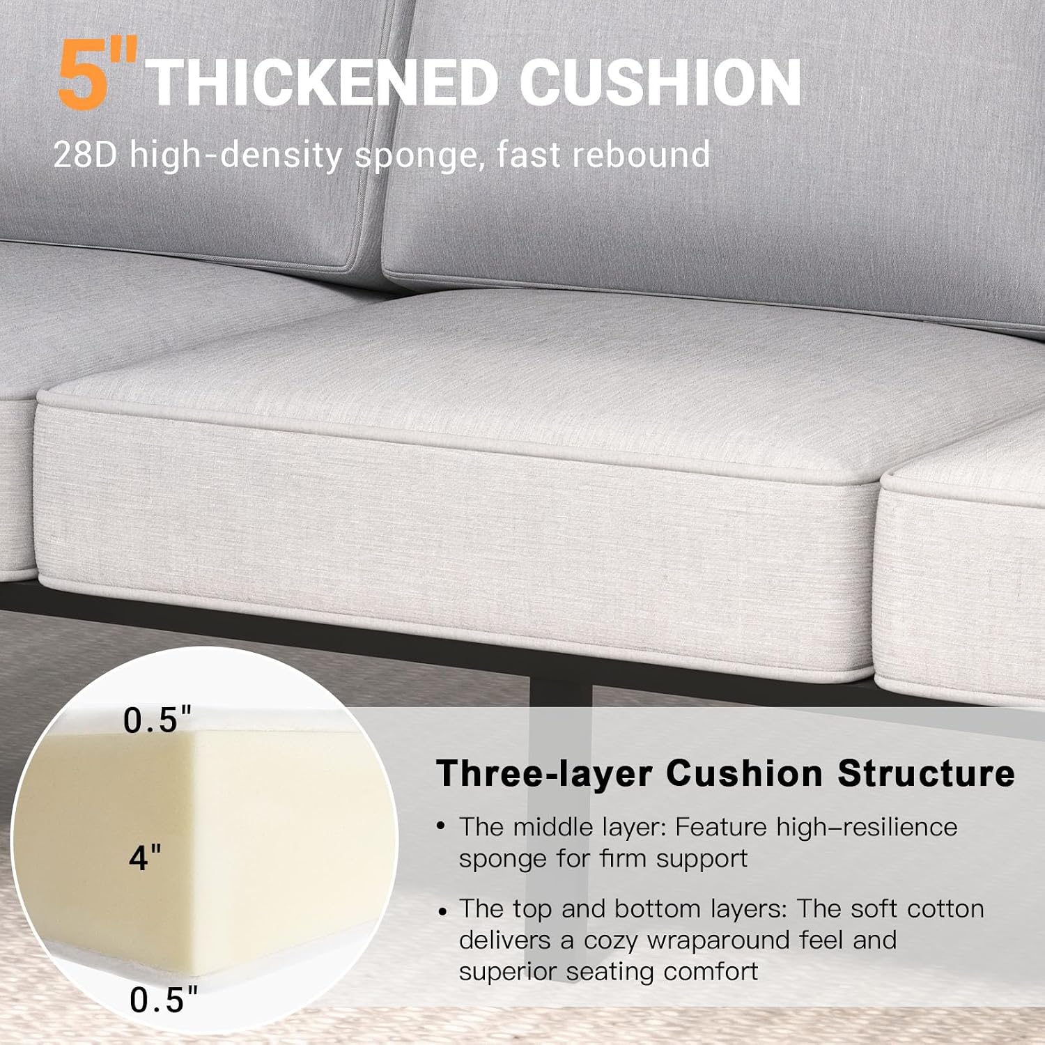 Outdoor Couch Aluminum Patio Furniture Set, 2-Piece All-Weather Metal Armchair Sofa with Solid Teak Armrest and Thick Cushions, Light Gray