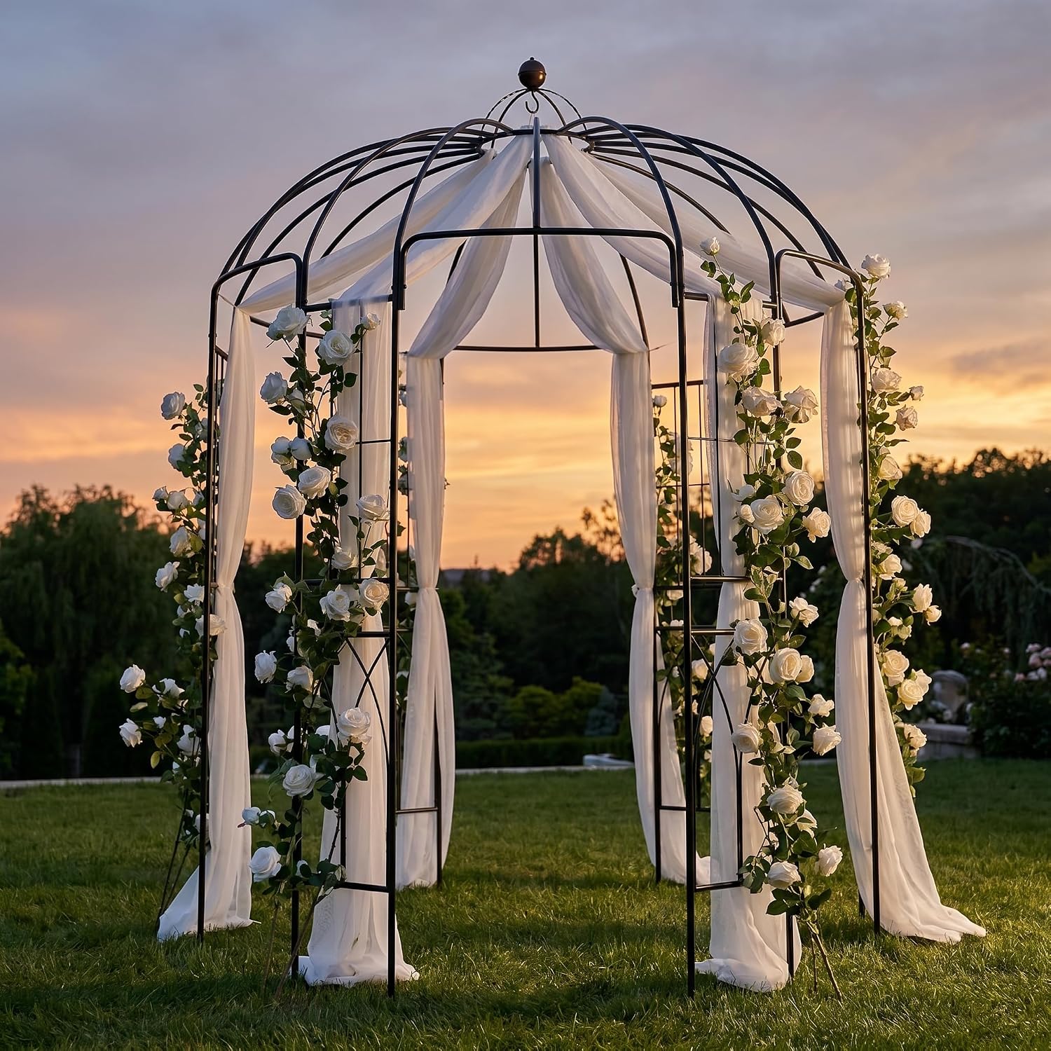 Garden Arches Arbors Birdcage Shape,9' High x 6.8' Wide,Metal Pergola Pavilion Gazebo Enduring Iron Trellis Plants Support Use for Outdoor Garden Arbor Climbing Plants Wedding Arches Ceremony