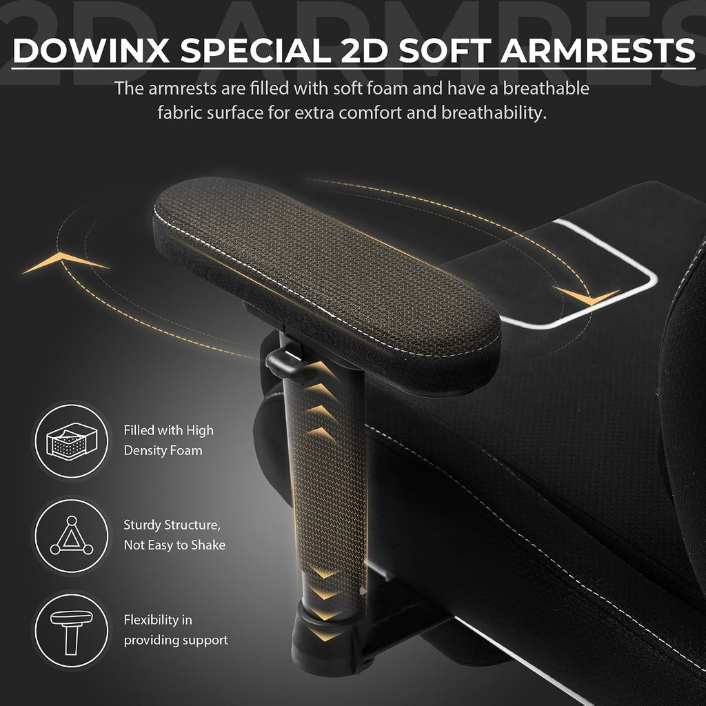 Dowinx Gaming Chair with Pocket Spring Cushion, Breathable Fabric Ergonomic Office Chair with Footrest & Massage Lumbar Support, Comfortable Reclining Chair for Long Hours Sitting, 350LBS, Black