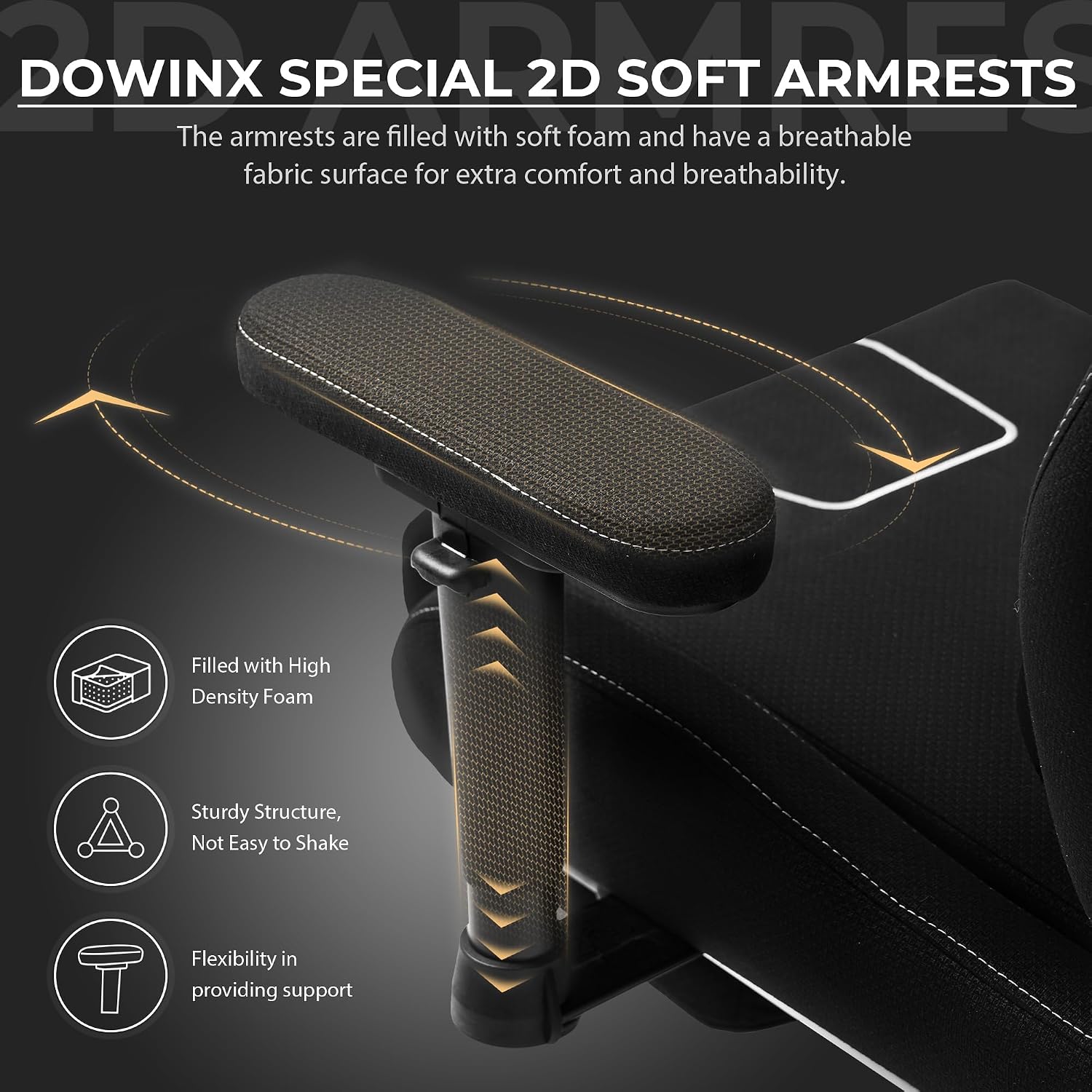 Dowinx Gaming Chair with Pocket Spring Cushion, Breathable Fabric Ergonomic Office Chair with Footrest & Massage Lumbar Support, Comfortable Reclining Chair for Long Hours Sitting, 350LBS, Black